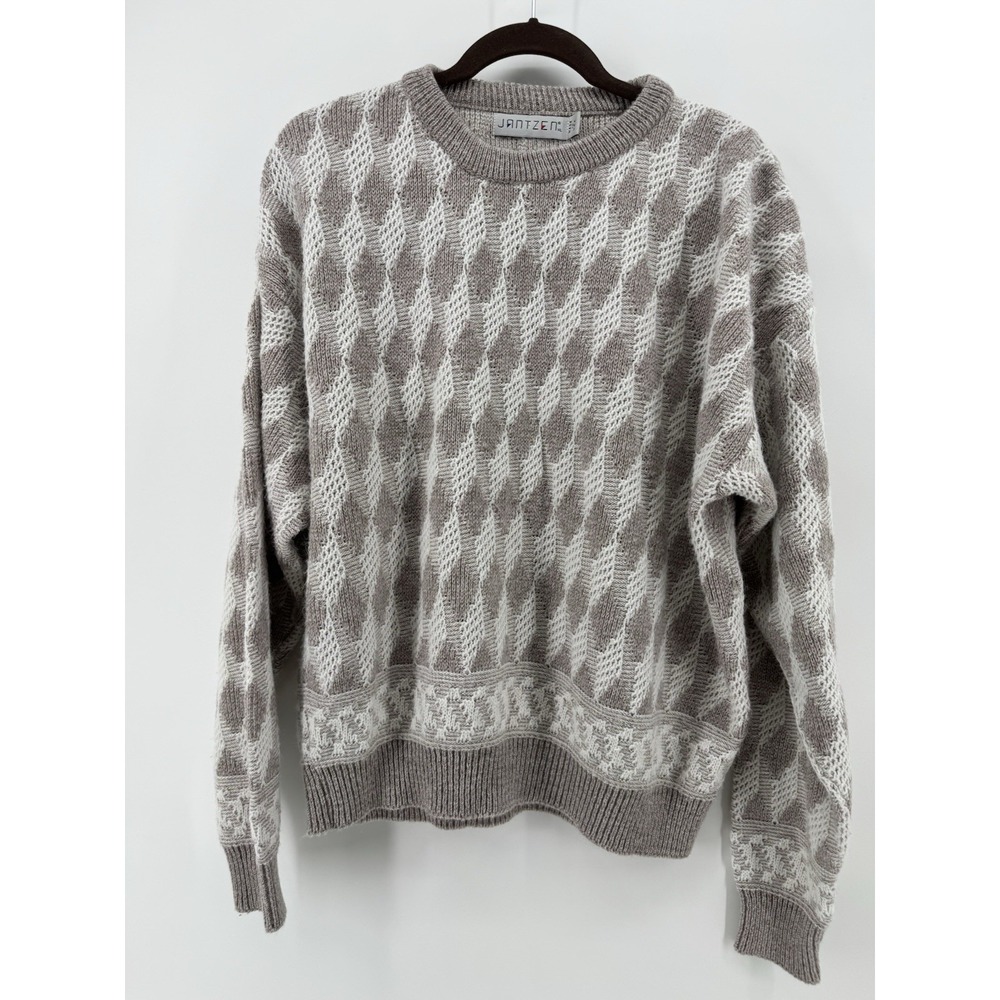 Jantzen Sweater Mens XL Beige Cream Crewneck‎ Pullover Made USA Vintage